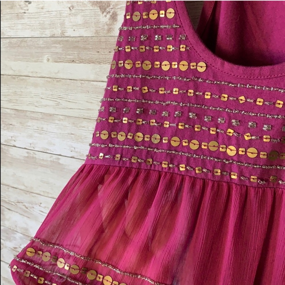 Living Doll Purple Sequin and Beaded Top
